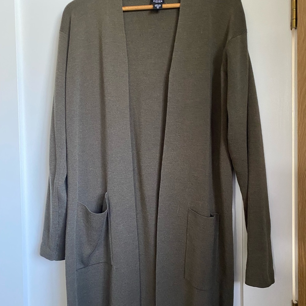 Eileen Fisher Olive Cape Jacket Size Medium - Picture 3 of 5